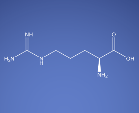 L-Arginine molecular structure used to reduce viscosity and prevent aggregation in biologic formulations